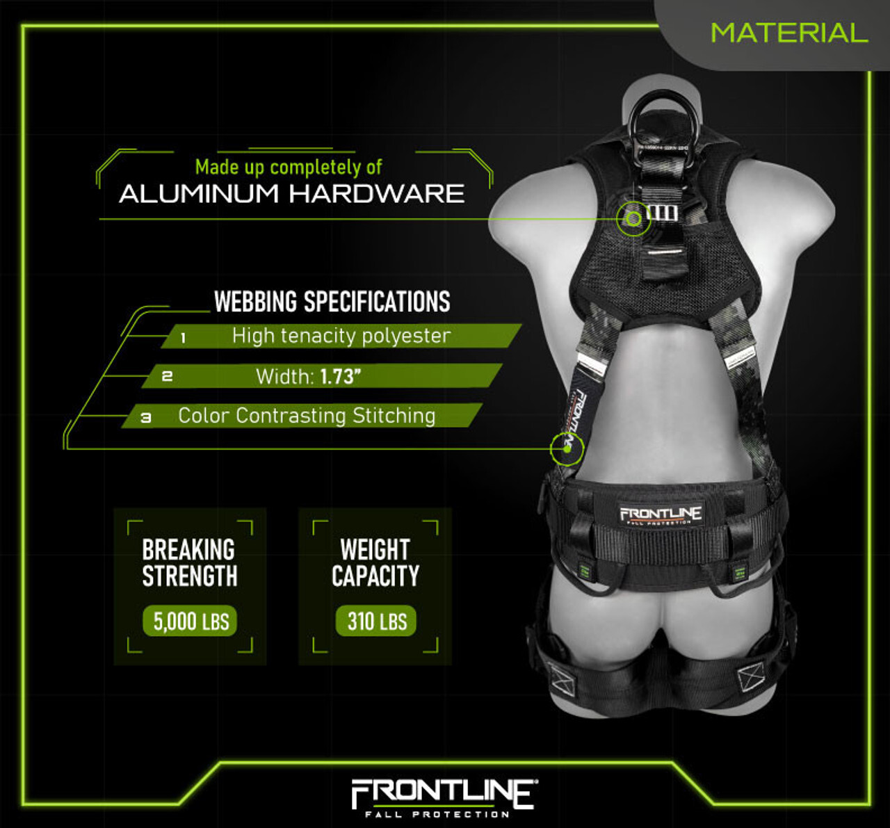 Frontline 110CTB-DC Combat™ Lite Digital Camo Full Body Harness all Aluminum