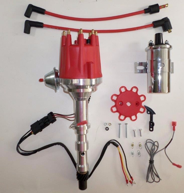 CADILLAC 1968-74 472-500 PRO SERIES Small Cap Red HEI Distributor + Chrome Coil