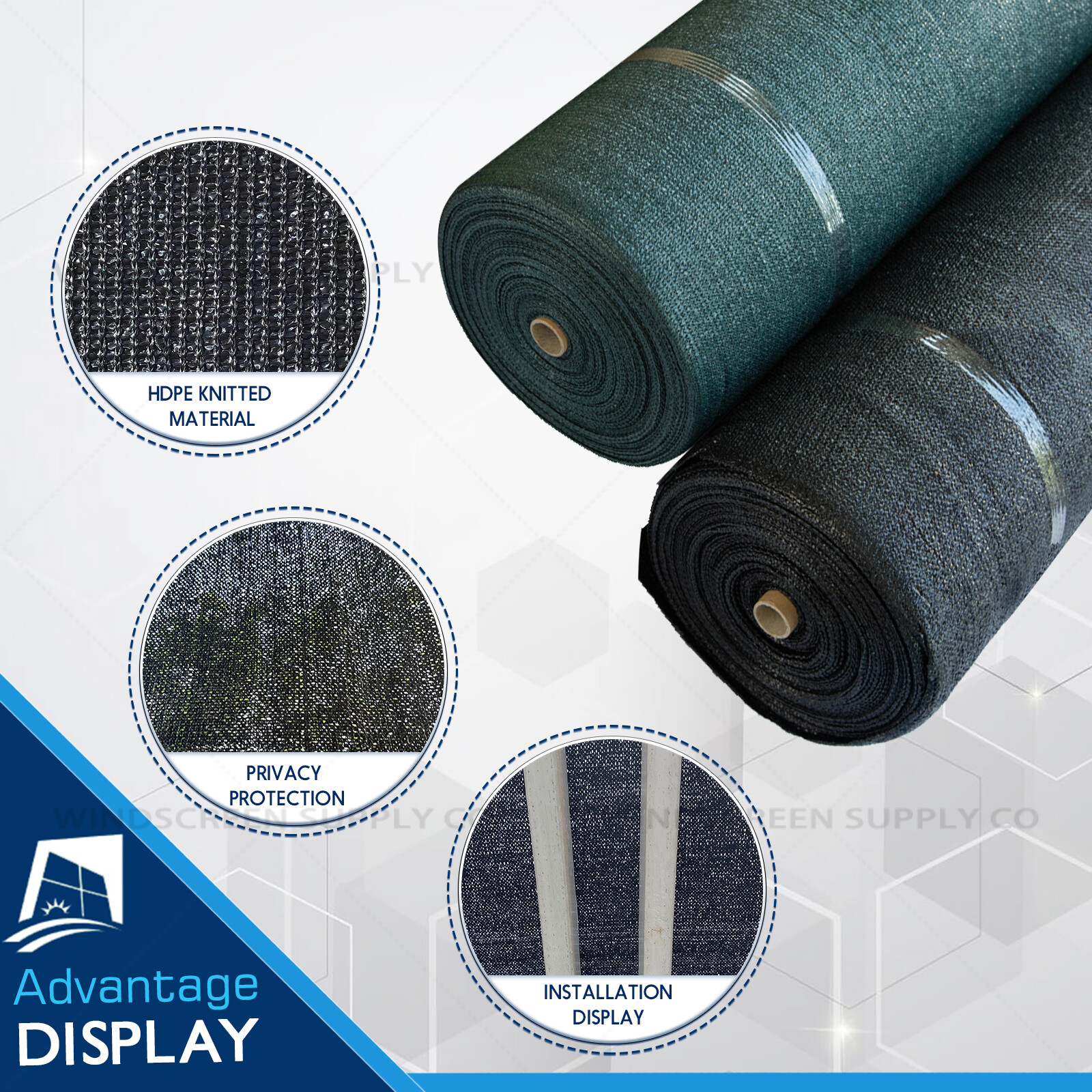 7'8" x 100 ft Shade Cloth Roll – UV Sunblock Mesh Fabric by WindscreenSupplyCo