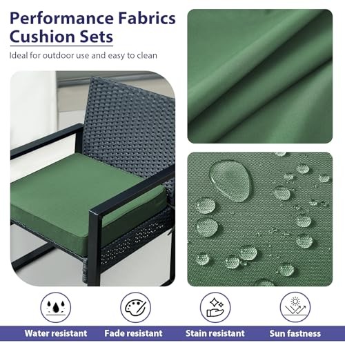Outdoor Chair Cushions Set of 4,Waterproof Outdoor 19x19x3-Square Forest Green
