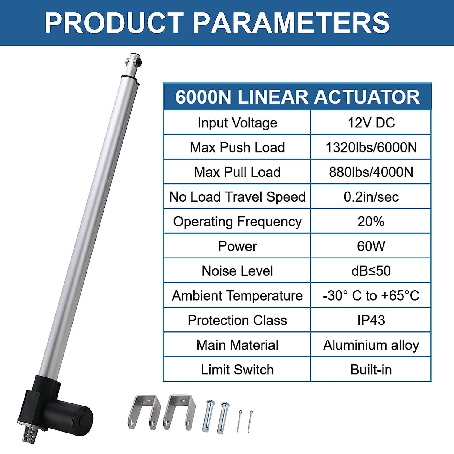 6000N Linear Actuator 4"~40" Stroke DC 12V Electric Motor Heavy Duty