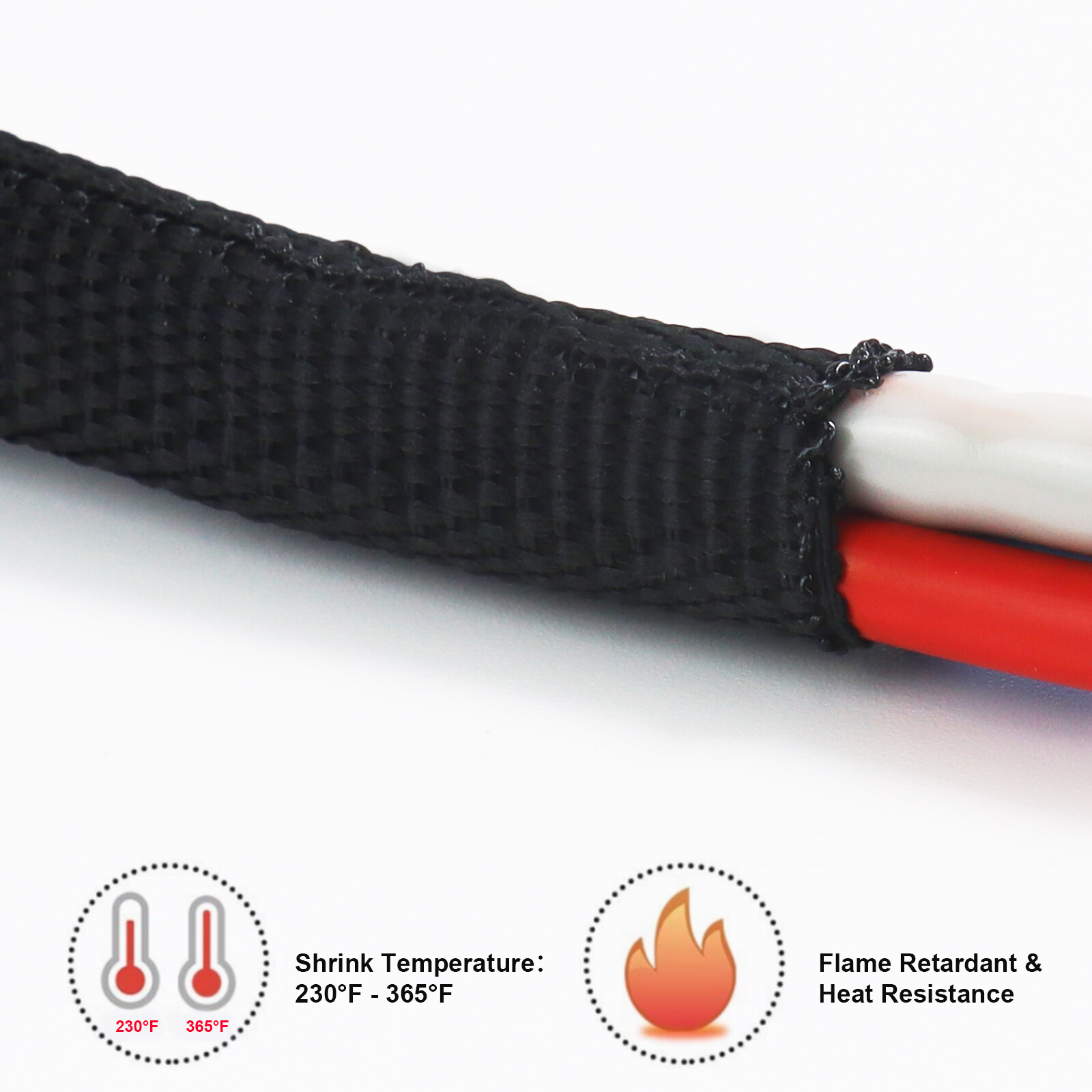 2:1 Braided Heat Shrinkable Sleeving Fabric Cable Wire Harness Abrasion Protect