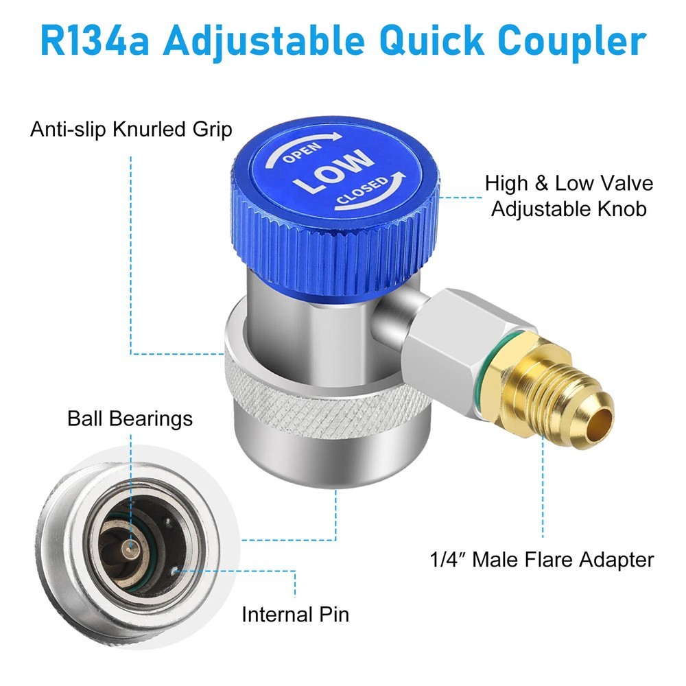 2Pack R134A Quick Connector Adapter Coupler Auto AC Manifold Gauge Low/High HVAC