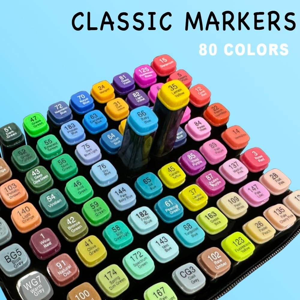 80 Colors Alcohol Based Markers Dual Tip Drawing Markers Set for Drawing