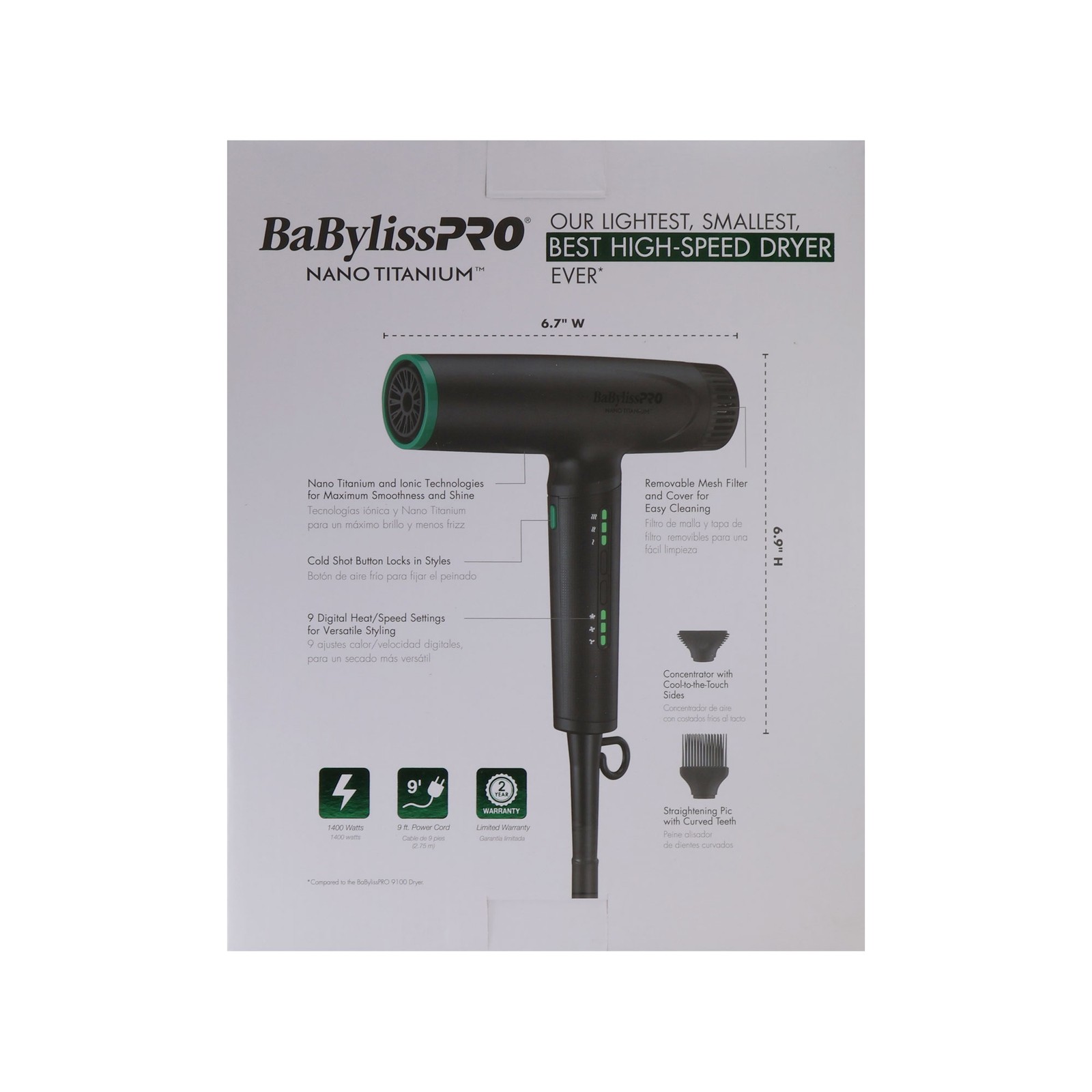 BaBylissPro Nano Titanium Limited Edition Professional Ionic Hair Dryer