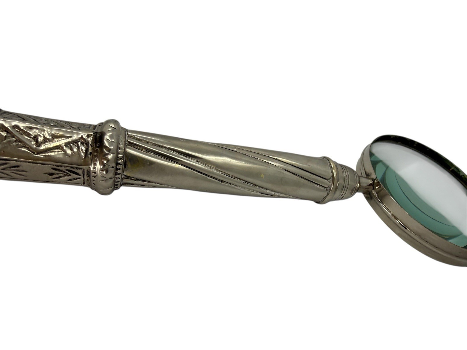 Large Antique Victorian Edwardian Silver Plated Magnifying Glass 12” Long