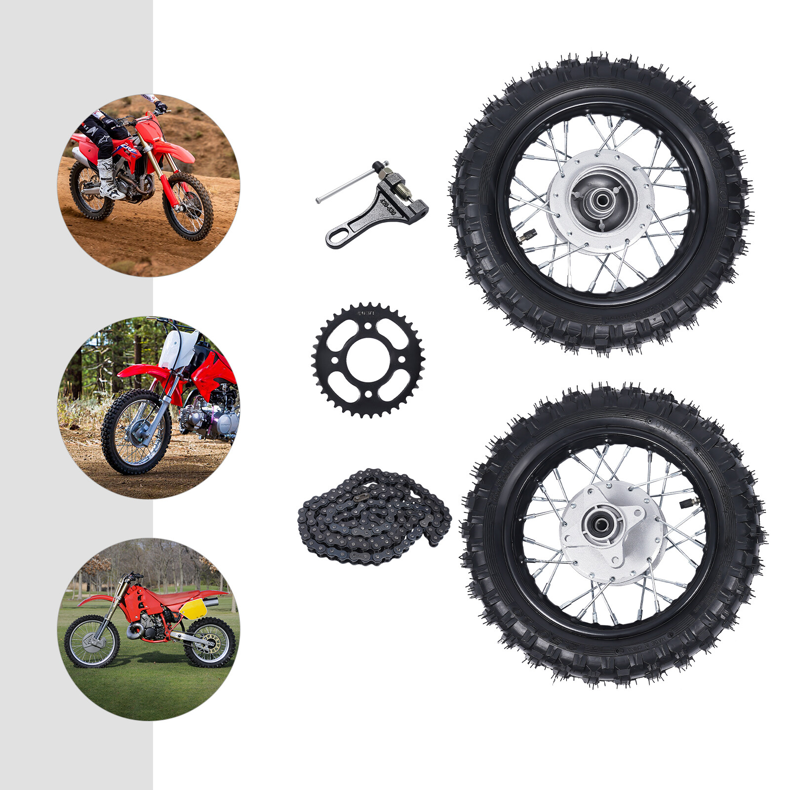 For Honda CRF50 XR50 BBR KLX 2.50-10 Front Rear Tire Rim Wheel Dirt Bike