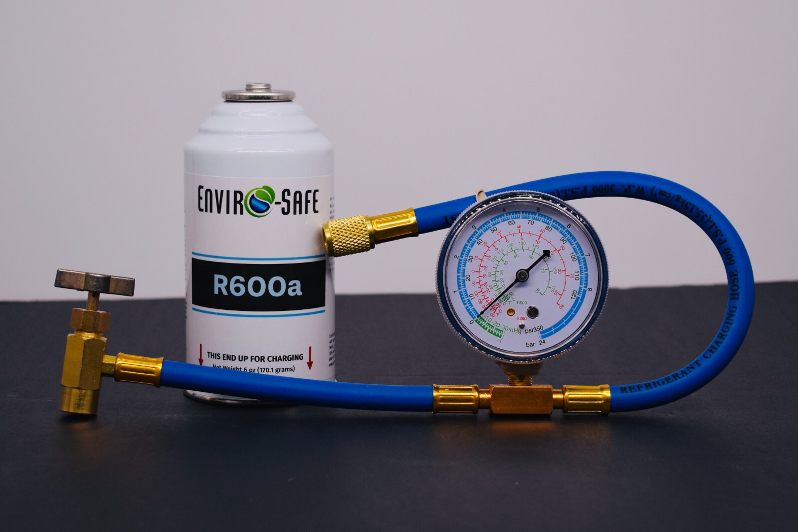 R-600a Refrigerant Inverted Piercing 6 oz Case/1, Brass Gauge