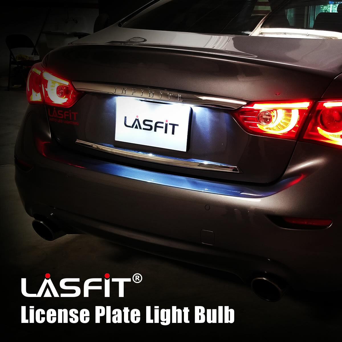 Lasfit T10 LED License Plate Light Bulbs 6000K Bright White 168 2825 194 Canbus