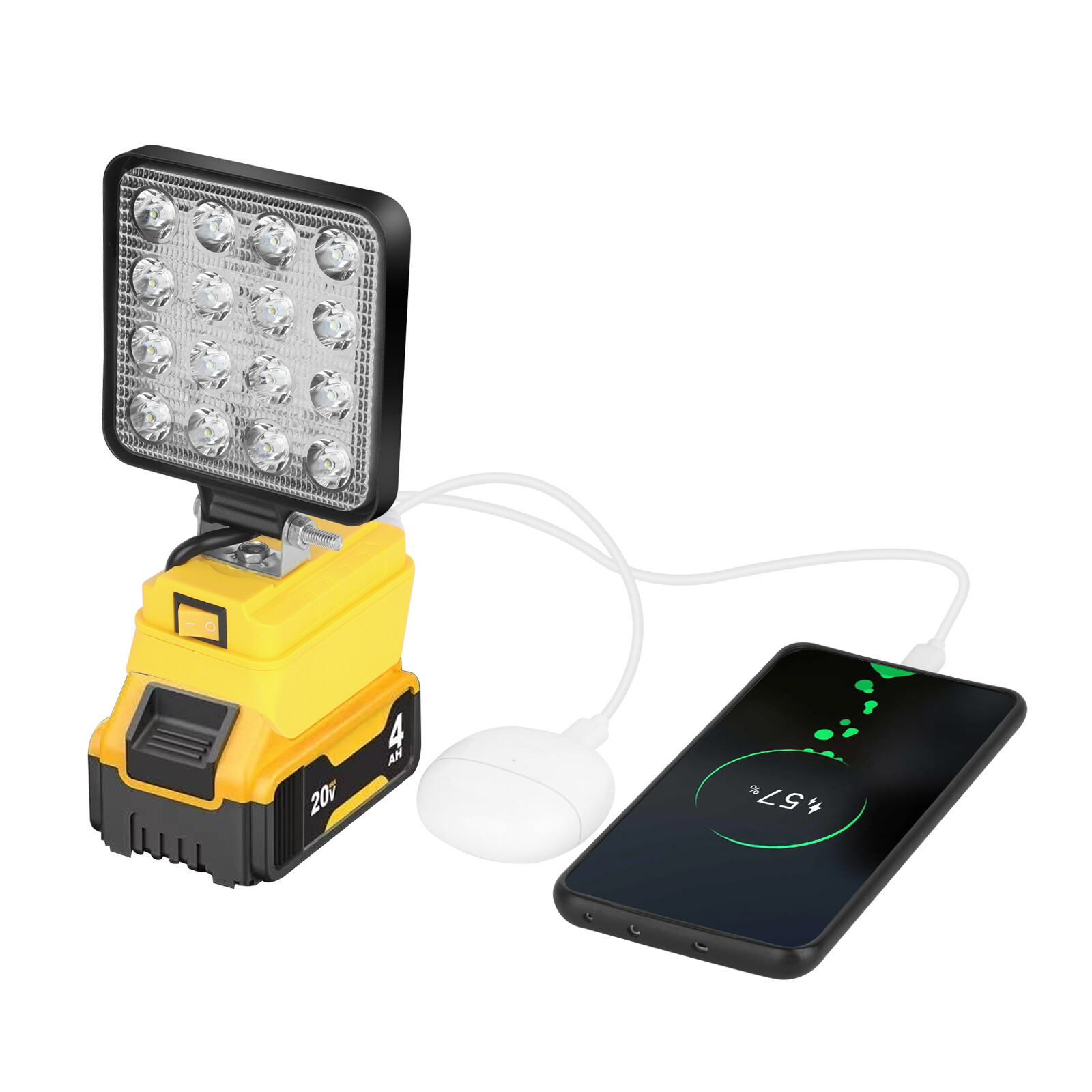 Cordless Led Work Light For Dewalt 20V Battery, Portable Flood Light Flashlight