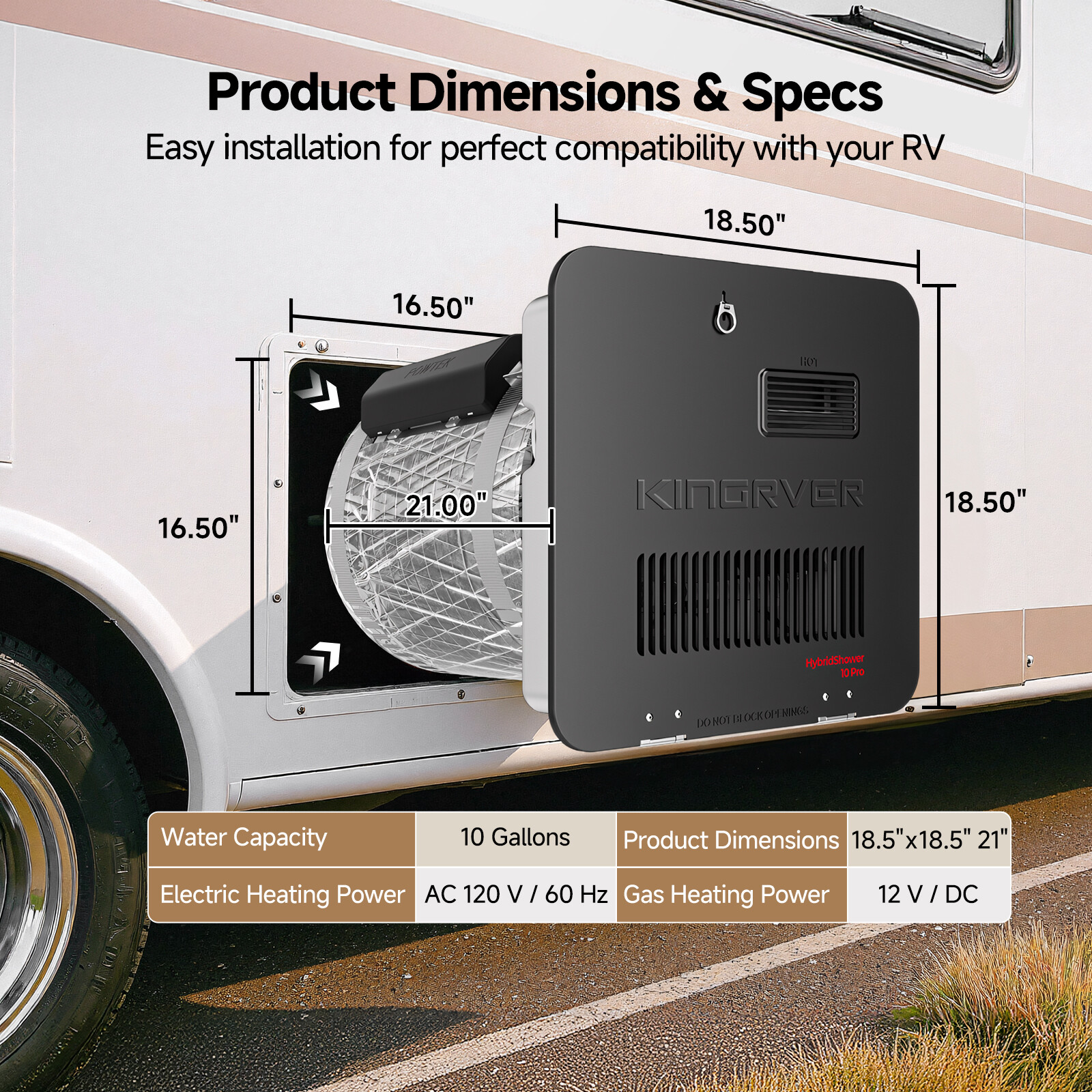 Gas & Electric RV Camper Trailer Water Heater 6/10 Gallon Tank 1440 W 12,000 BTU