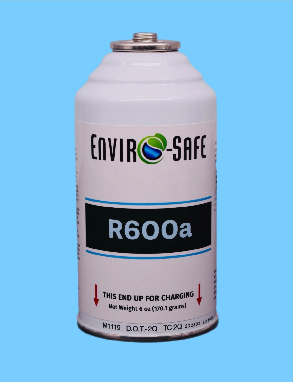Enviro-Safe R600a Refrigerant | Inverted Piercing | 6 oz | 1 Can + Brass Gauge