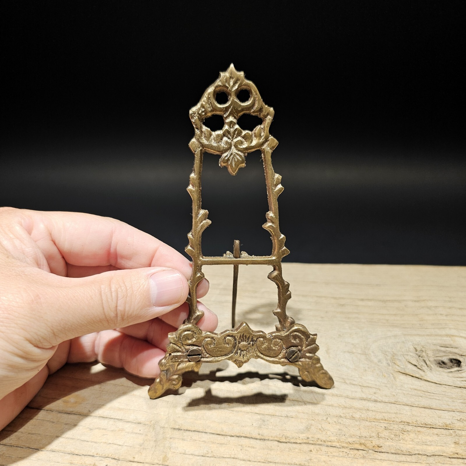 5" Vintage Antique Style Miniature Brass Desk Easel