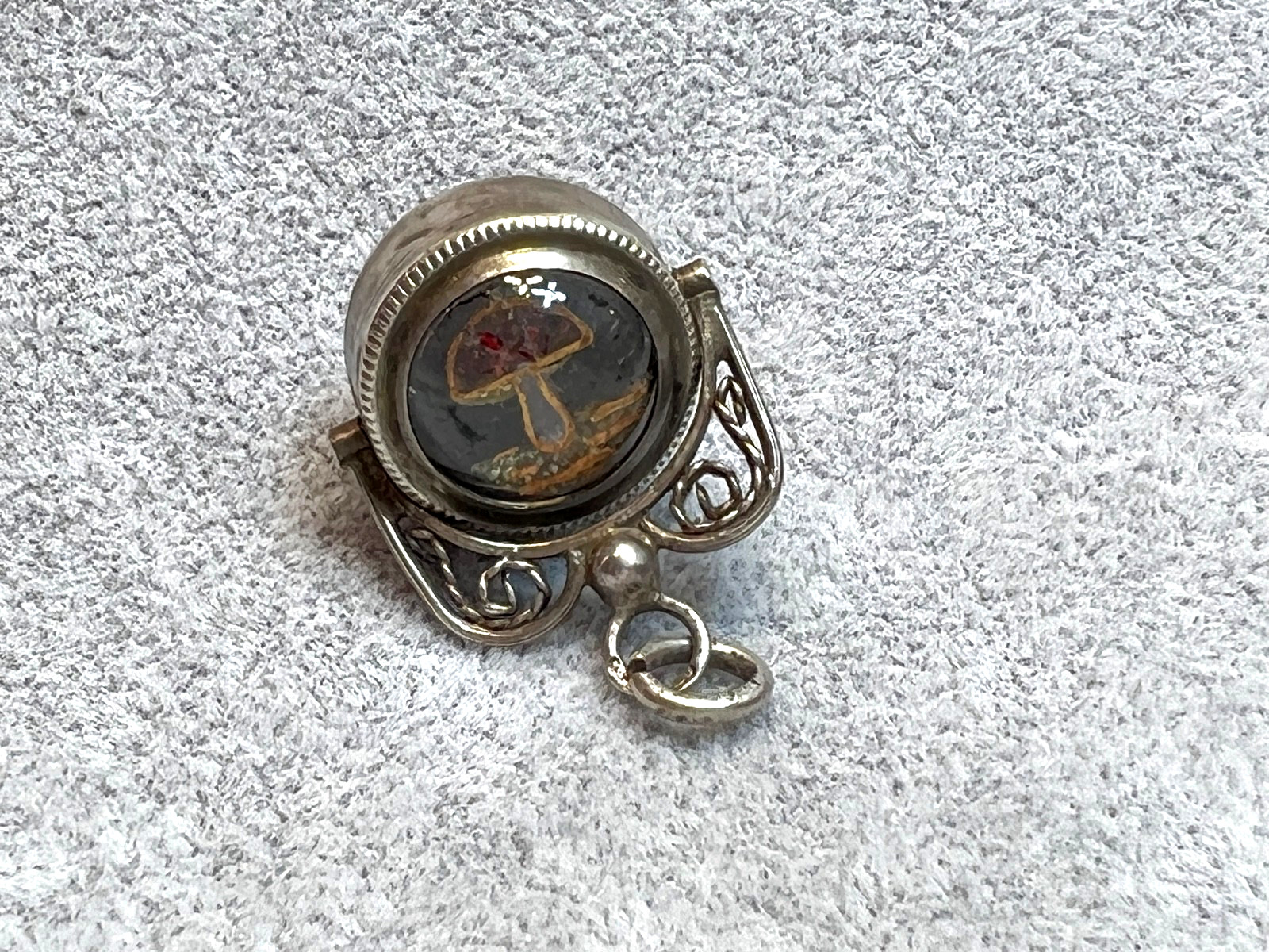 Antique Silver Essex Crystal Carnelian Wax Seal Pocket Watch Chain Fob Spinner