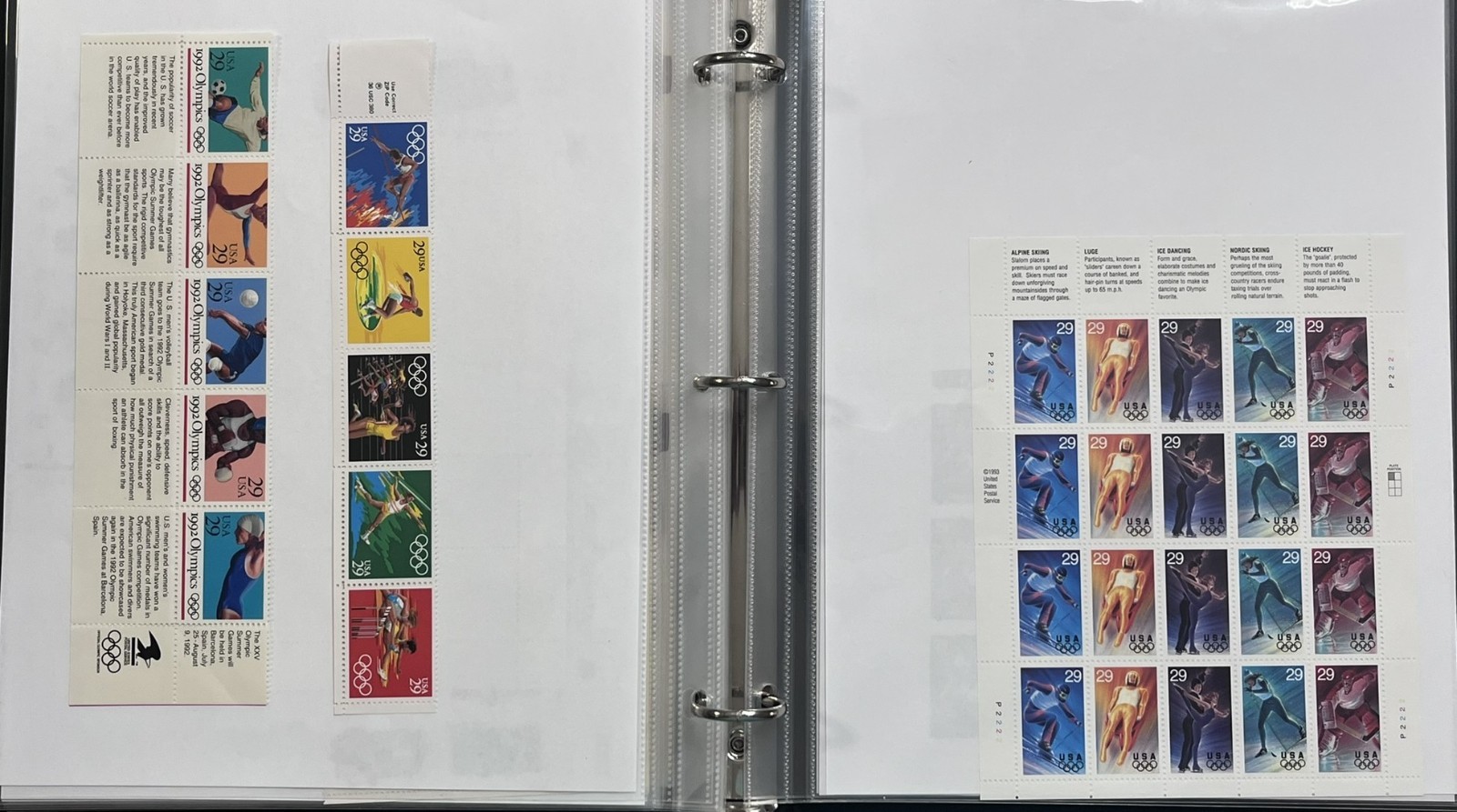 US PLATE BLOCKS, SHEETS, STRIPS, BLOCKS IN 3-RING BINDER, MNH FACE $180, LOT#93