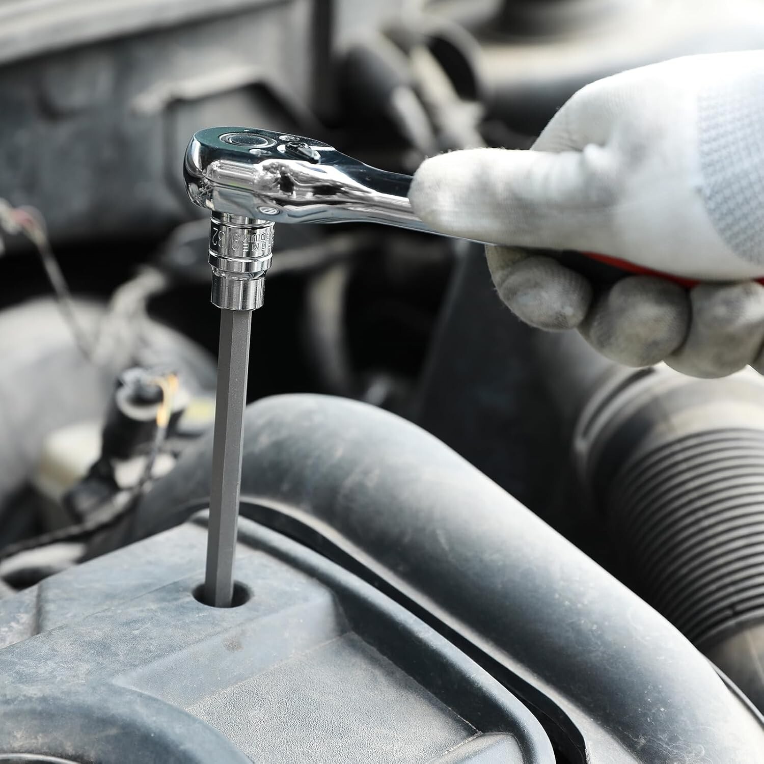 3/8"Drive Extra Long Ball-End Hex Bit Socket Set, 18 Piece Allen Socket Set, Met