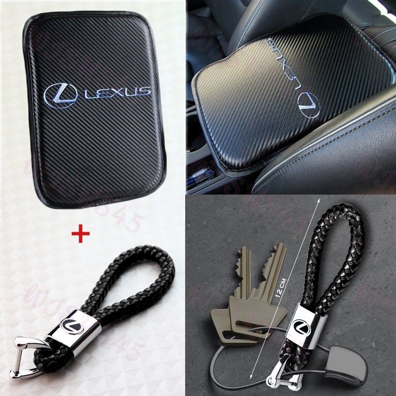 Set For Lexus Racing Car Center Armrest Cushion Mat Pad Cover + Black Keychain