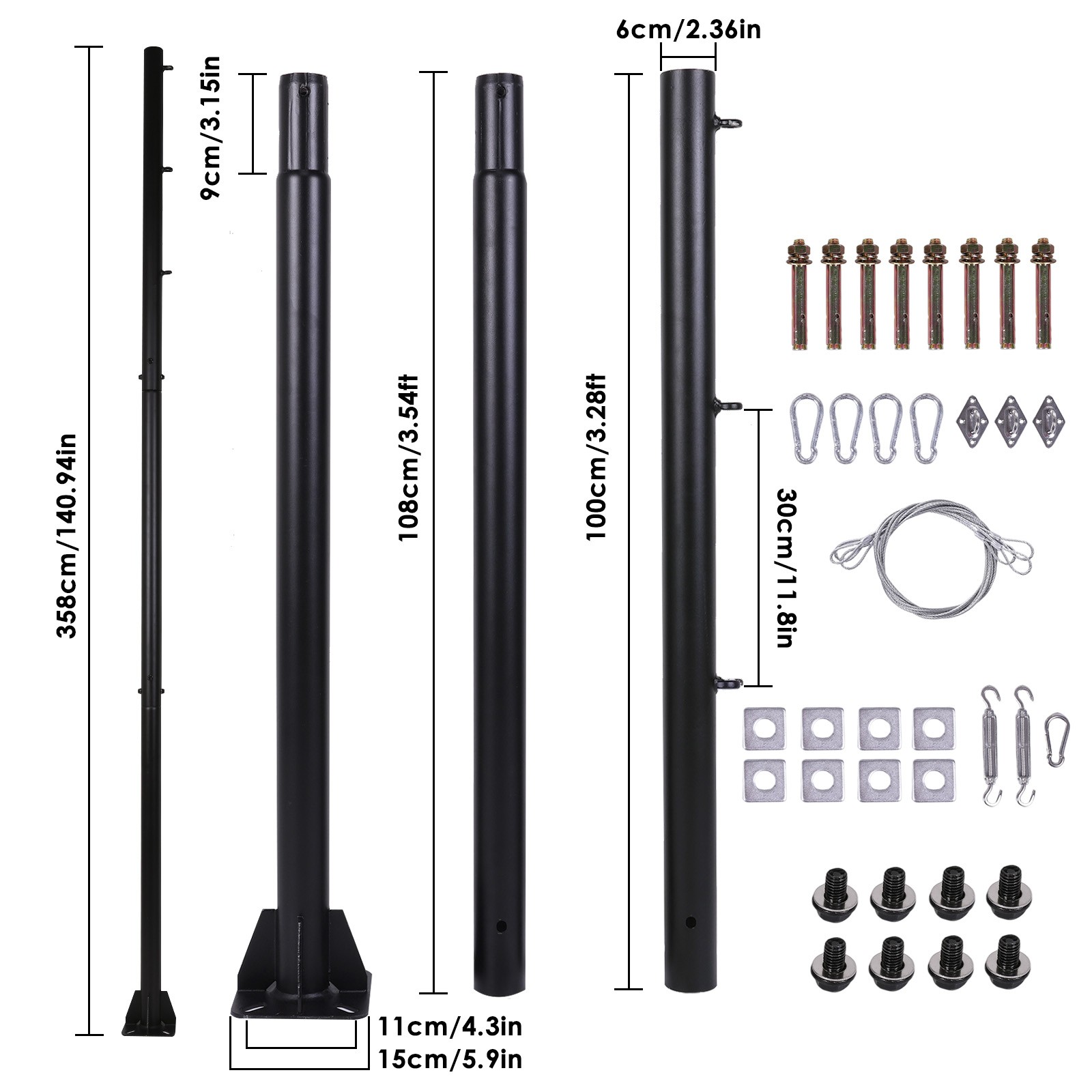 2 Pack 10FT Shade Sail Poles Heavy Duty Shade Sail Post for Garden Yard Backyard