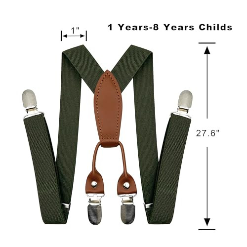 Adjustable Baby Boy Suspenders and Pre-tied 27.6" (1 Years-8 Years) Olive Green