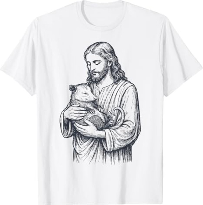 Jesus Holding Opossum T-Shirt