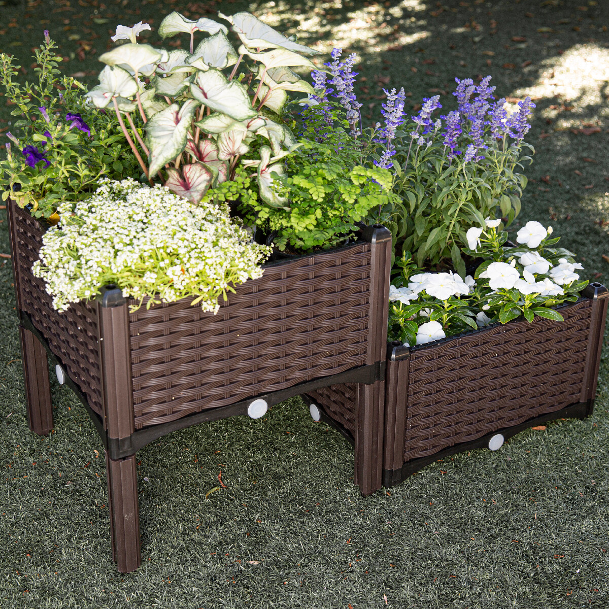 Barton 2 Pieces Raised Garden Bed Brown Plastic w/Self-Watering Design Outdoor