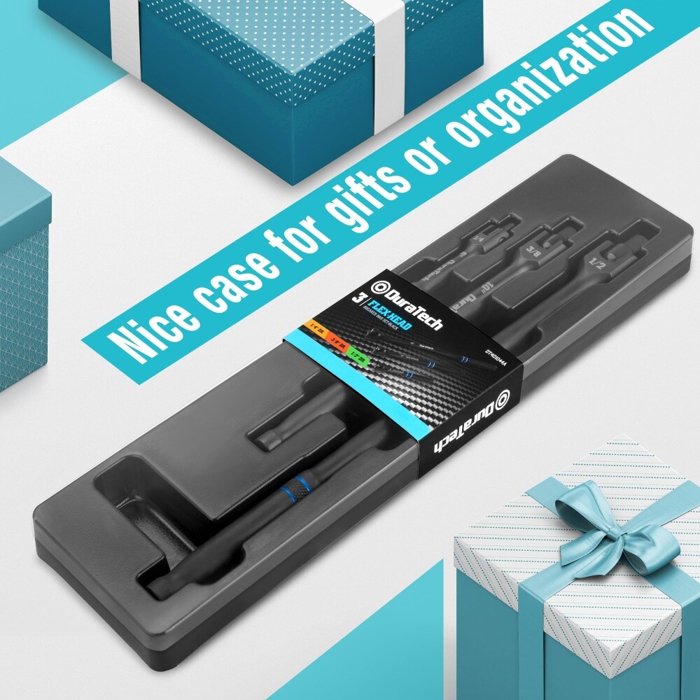 DURATECH 3PCS 6" 10” 15" Breaker Bar Set 1/4" 3/8" 1/2" Drive 180°Rotatable Head