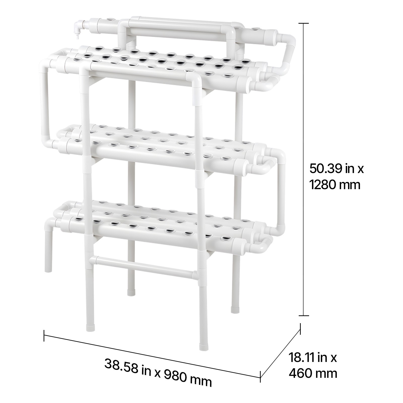 Uimoso Hydroponic System Grow Kit 3-Layers 90 Plant Sites Sunlight Blocking UPVC