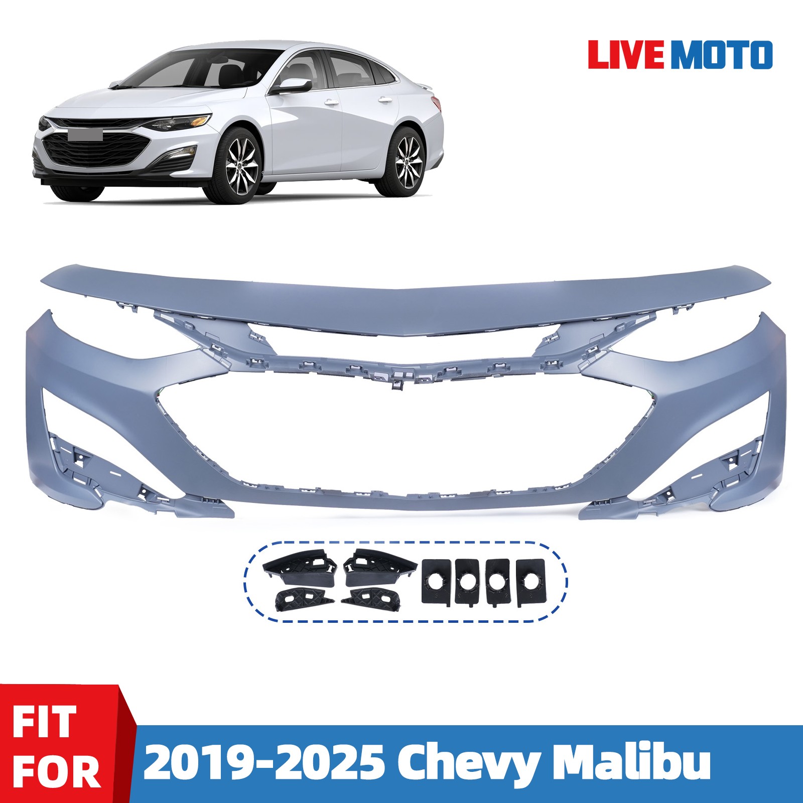 New Primed Front Bumper Cover For 2019 - 2025 Chevrolet Malibu 84543709 19-25