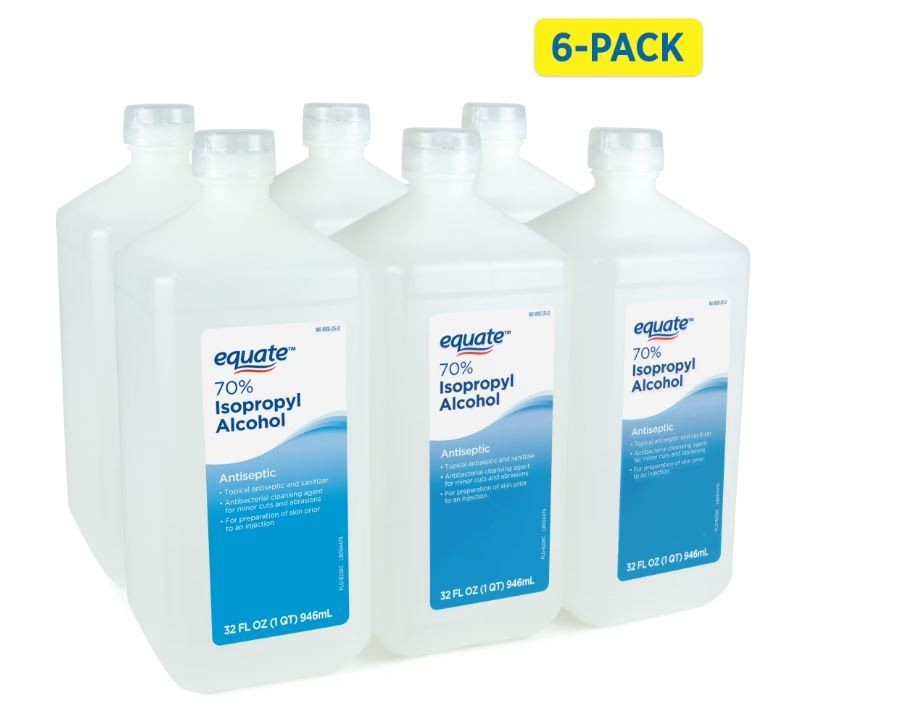 Equate 70% Isopropyl Alcohol Antiseptic Liquid, 6 PACK, (6 x 32 fl oz)