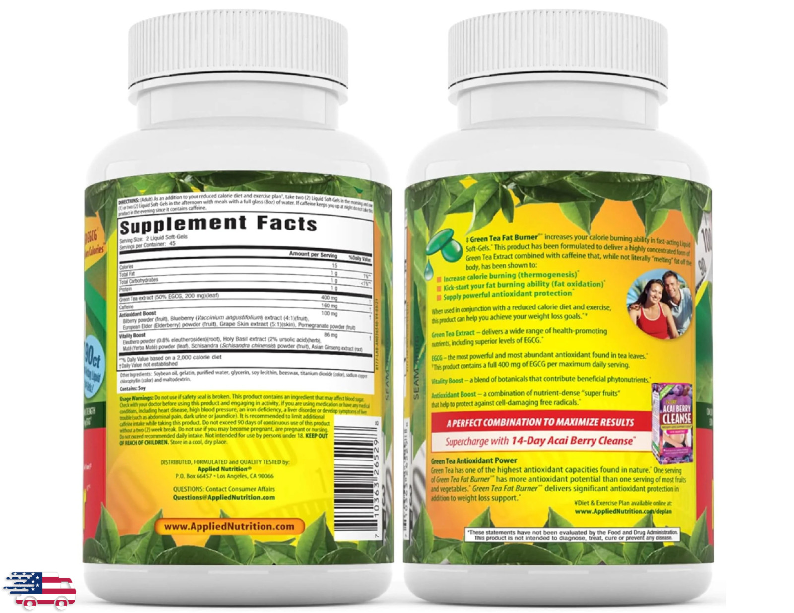 Applied Nutrition Green Tea Weight Loss Supplement, 180 Capsules