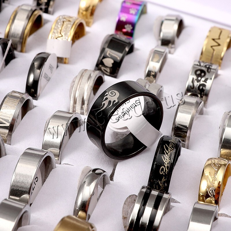 100X Bulk Lot Mixed Stainless Steel Rings Men's women's Fashion Ring Wholesale .
