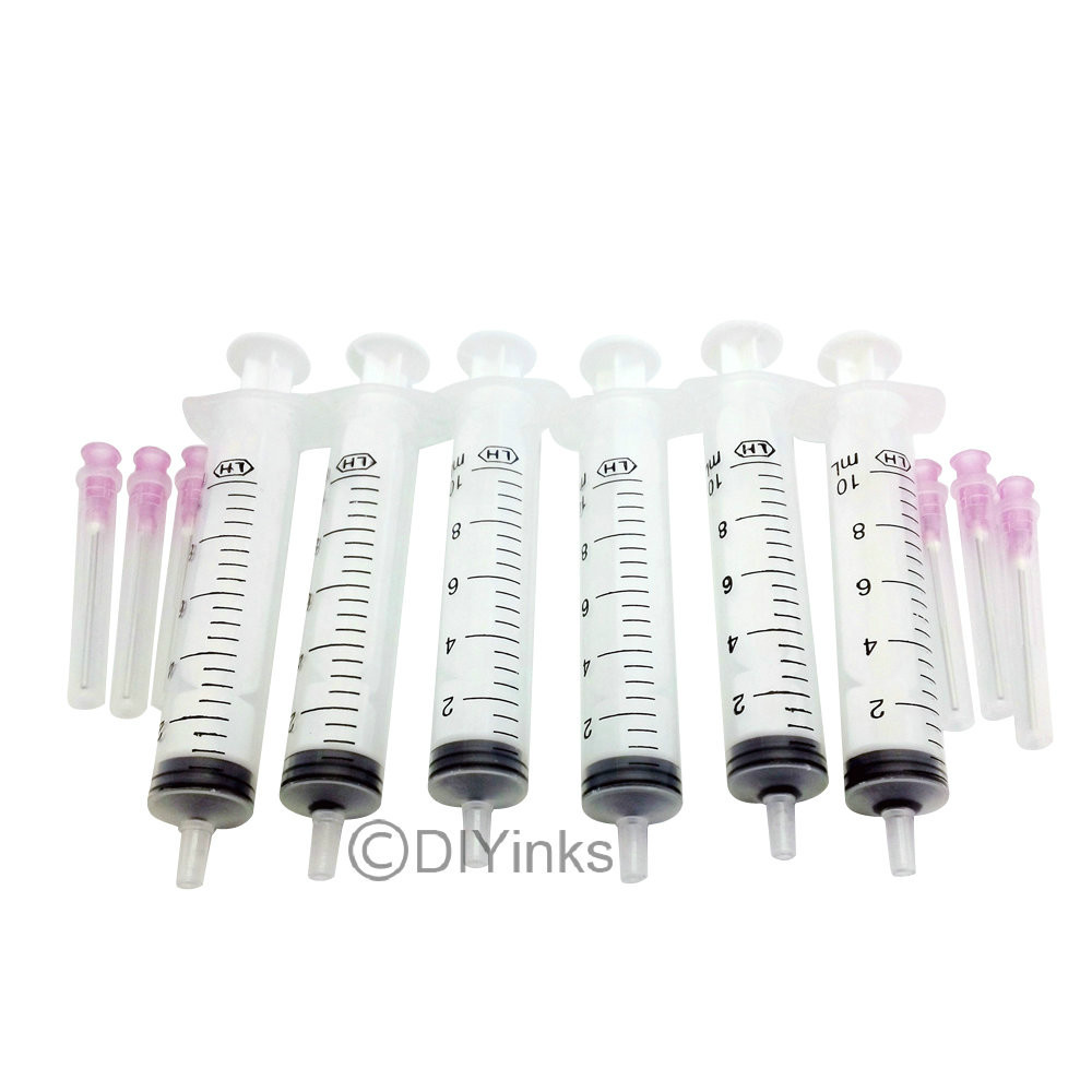 6pcs Syringes & Blunt Needles for Refilling Ink and Ink System CISS CIS