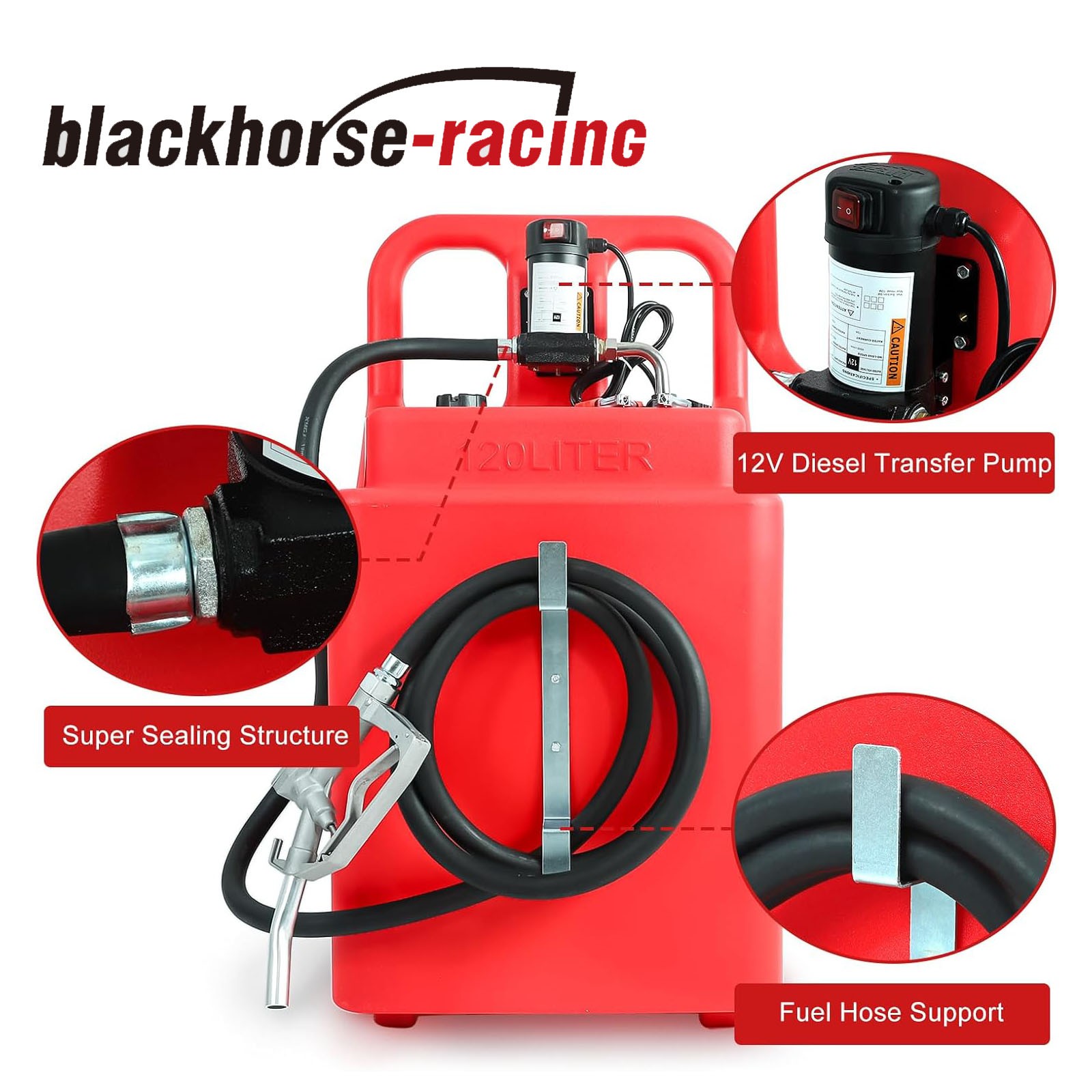 32 Gallon Portable Fuel Tank 120L with 12V Diesel Pump 13ft Delivery Hose