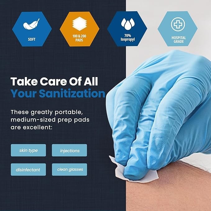 MED PRIDE Sterile Alcohol Prep Pads Antiseptic Individually Wrapped 200ct-2000ct