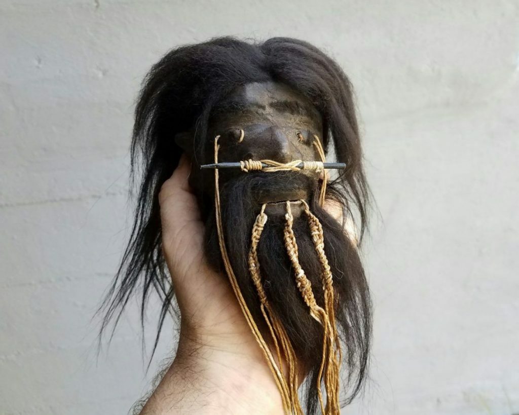 Shrunken Head, Real Leather and Hair, Oddities, Curiosities, Creepy, Lama alpaca