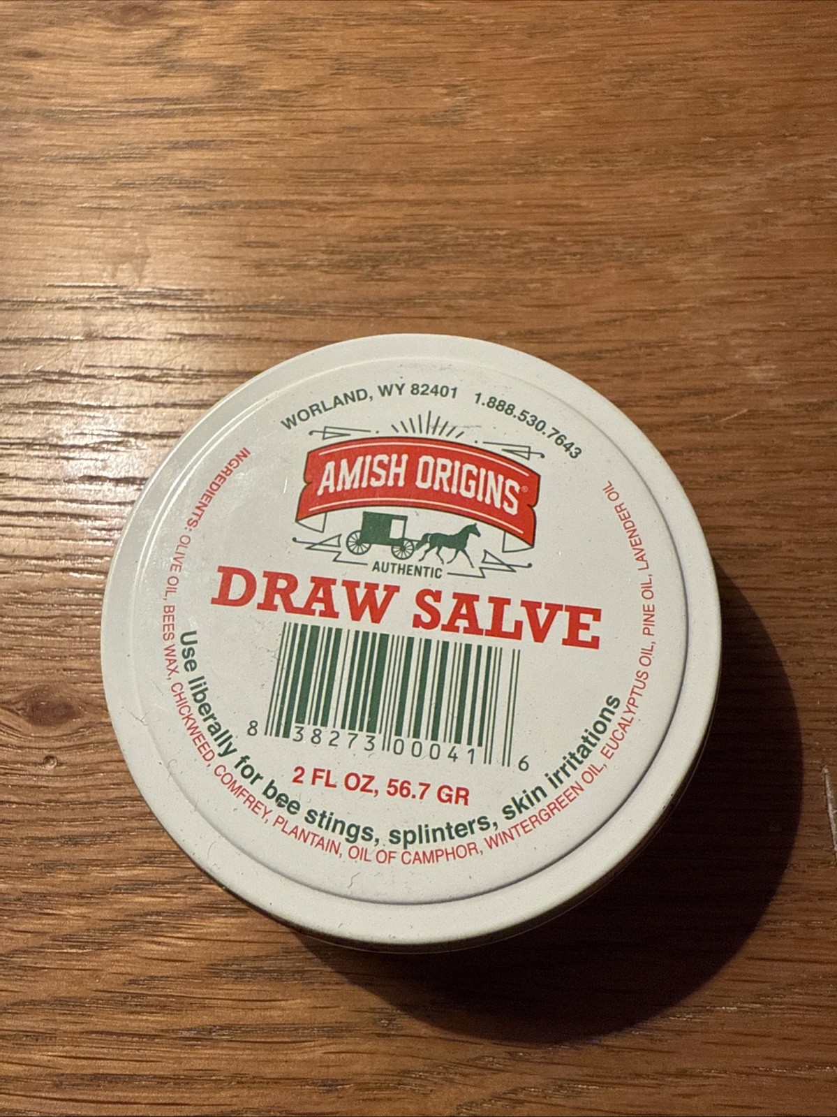 Amish Origins Original Natural Draw Salve Splinters Bee Stingers Skin Sores 2 oz