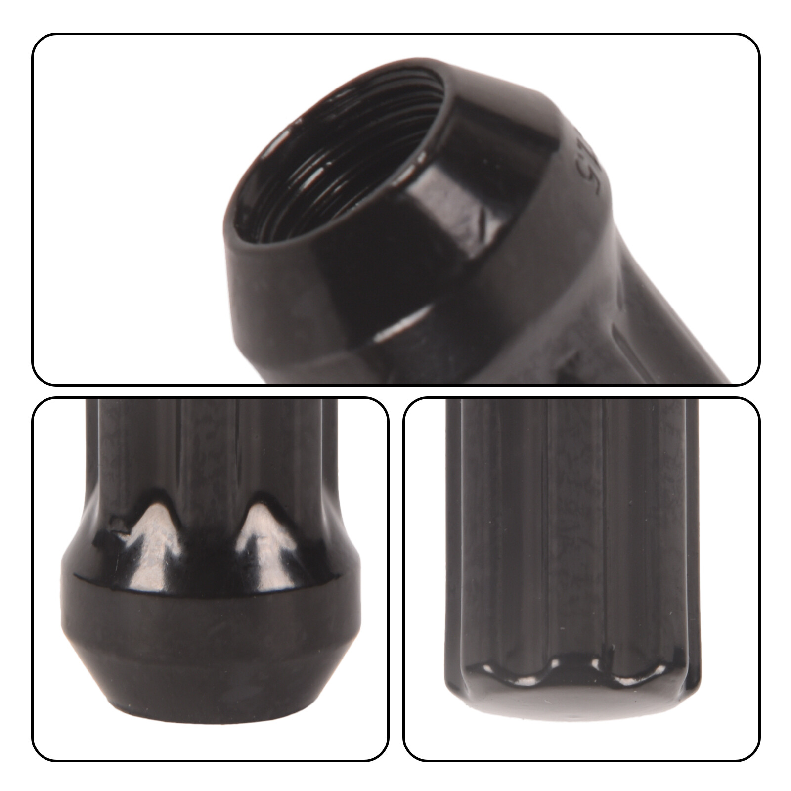 24Pcs+Key 14x1.5 Black 7 Spline Lug Nuts 2" Fits Chevy GMC Silverado Sierra 1500