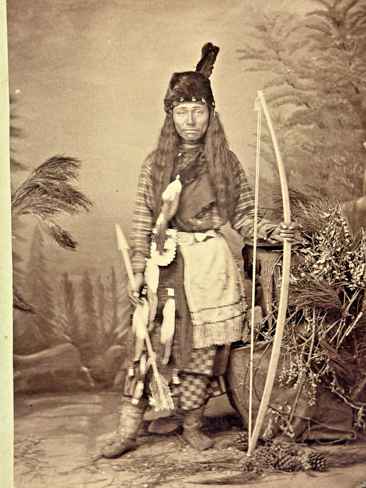 Antique Native American Indian Cabinet Card Photograph of Yaqui Tribe Individual