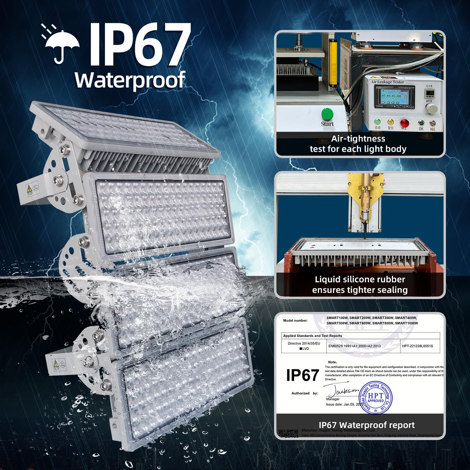 Kekeou Stadium Lights Outdoor LED Flood Light 400W 56000LM 6500K Arena Field