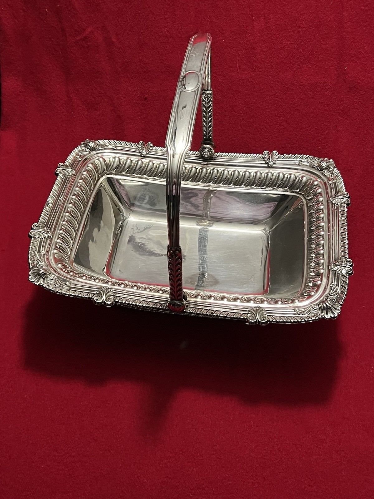 Large George III Old Sheffield Plated Handled Cake Basket W/Shell Border C.1810s