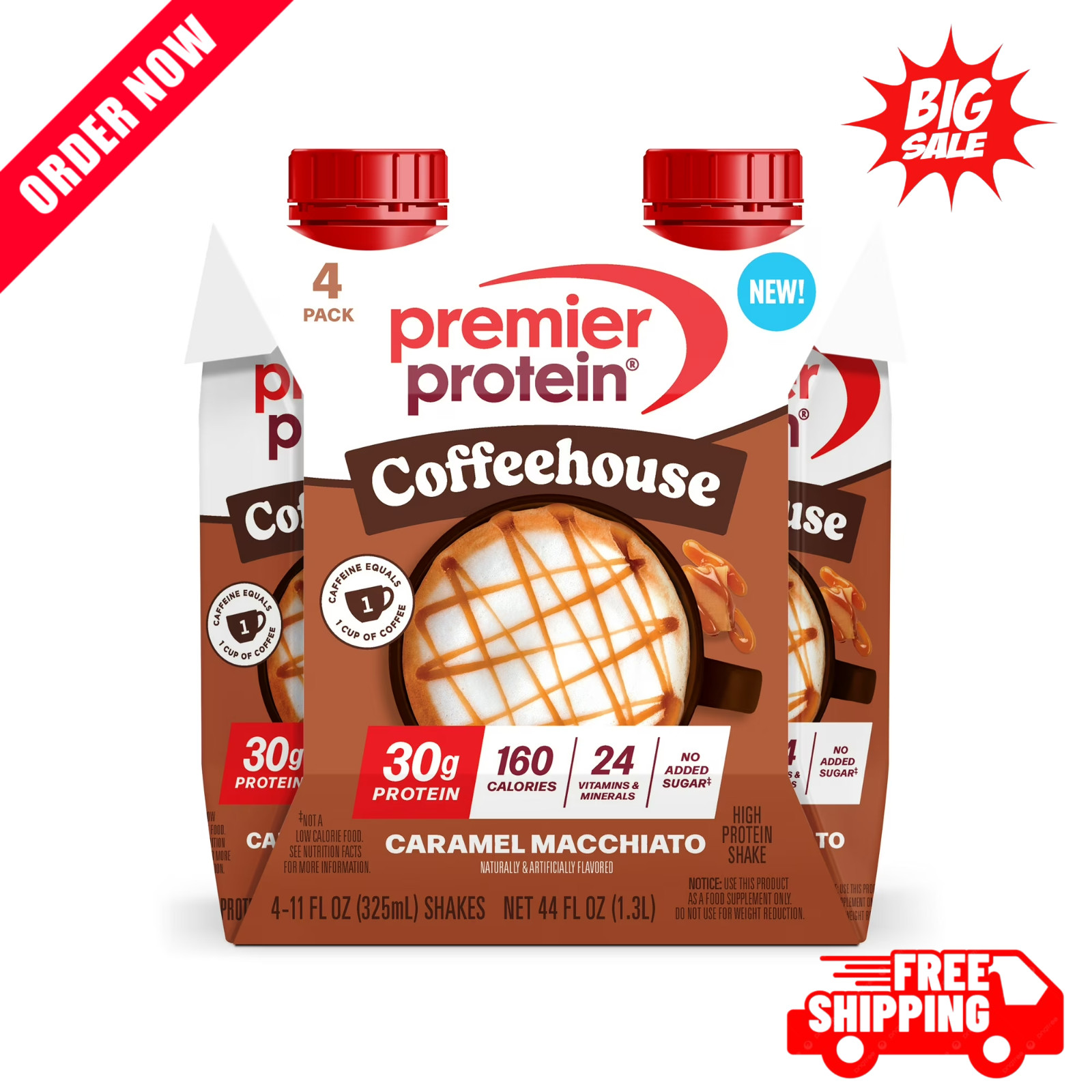 Premier Protein Shake, Coffeehouse Caramel Machiatto, 30g Protein, 11 Fl Oz, 4 C