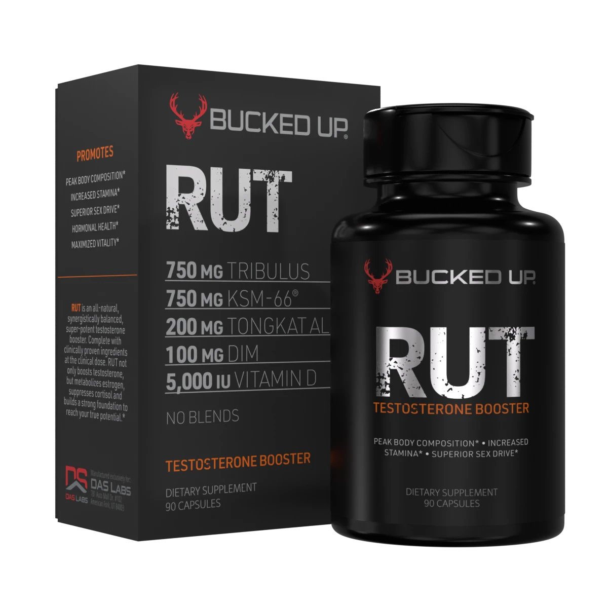 BUCKED UP RUT TESTOSTERONE BOOSTER 90 Capsules 30 Servings Hormone Balance Mood
