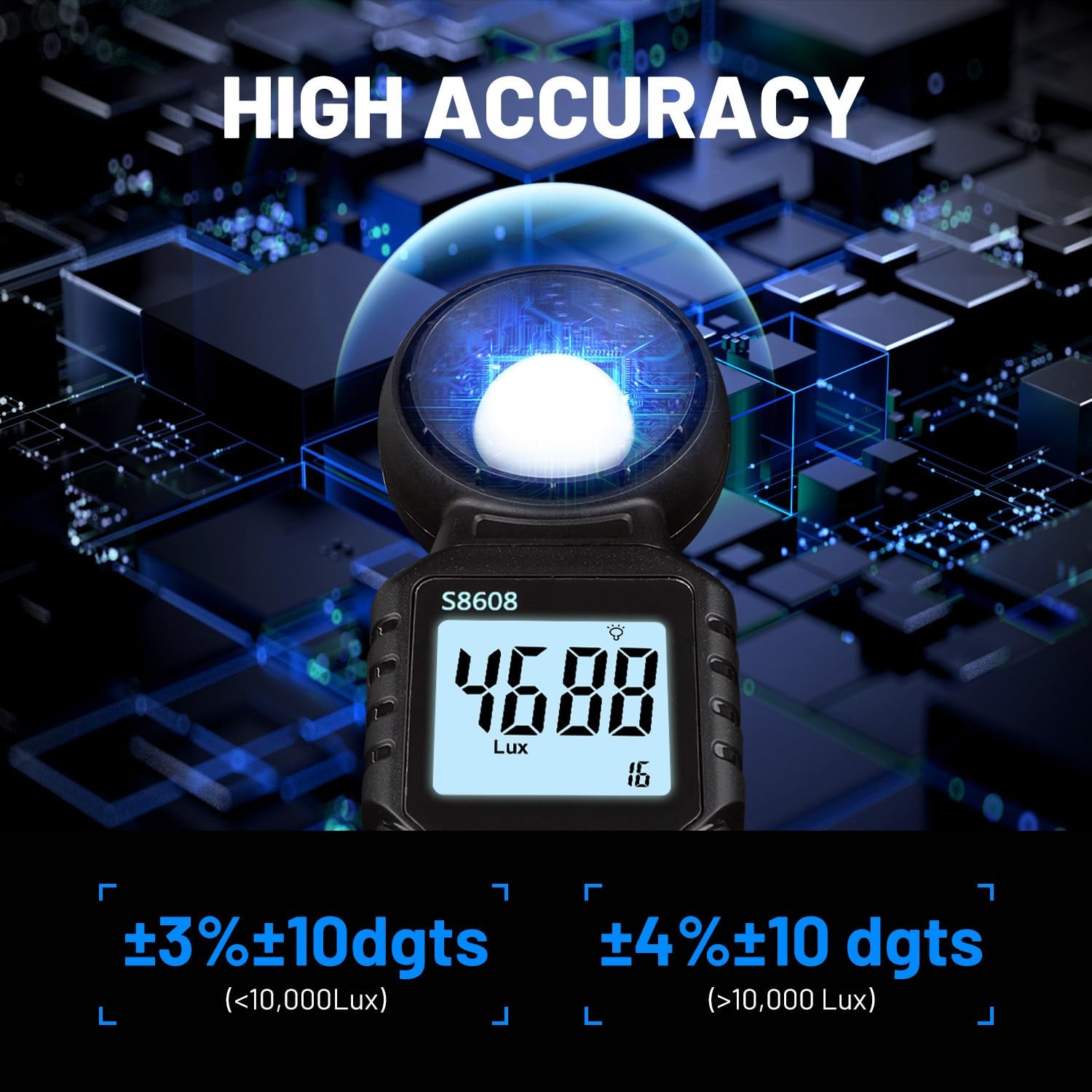 Digital Illuminance Light Meter: 200,000 Lux Photometer for Plants & Photography