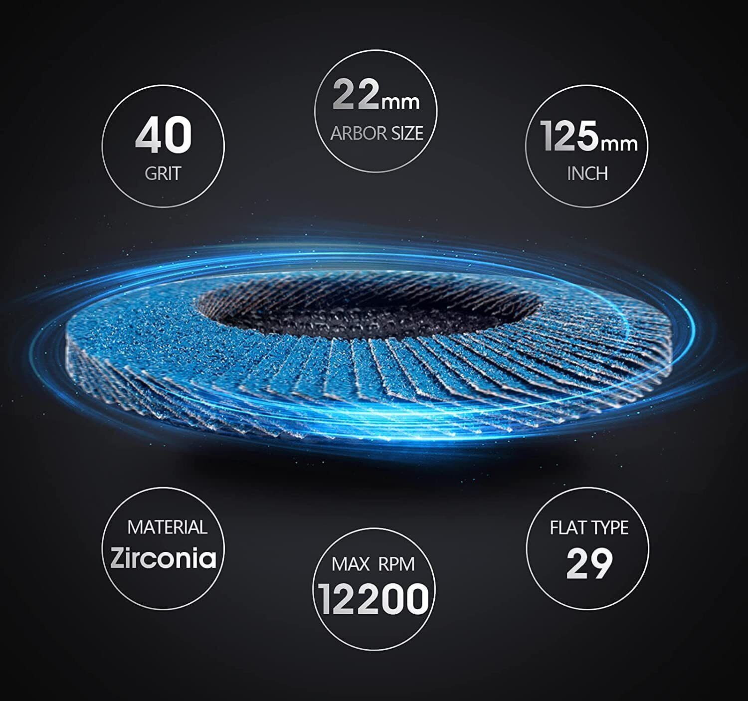 SATC 20x 4.5" 4-1/2 Flap Disc 40 60 80 120 Grit Angle Grinder Sanding Grinding