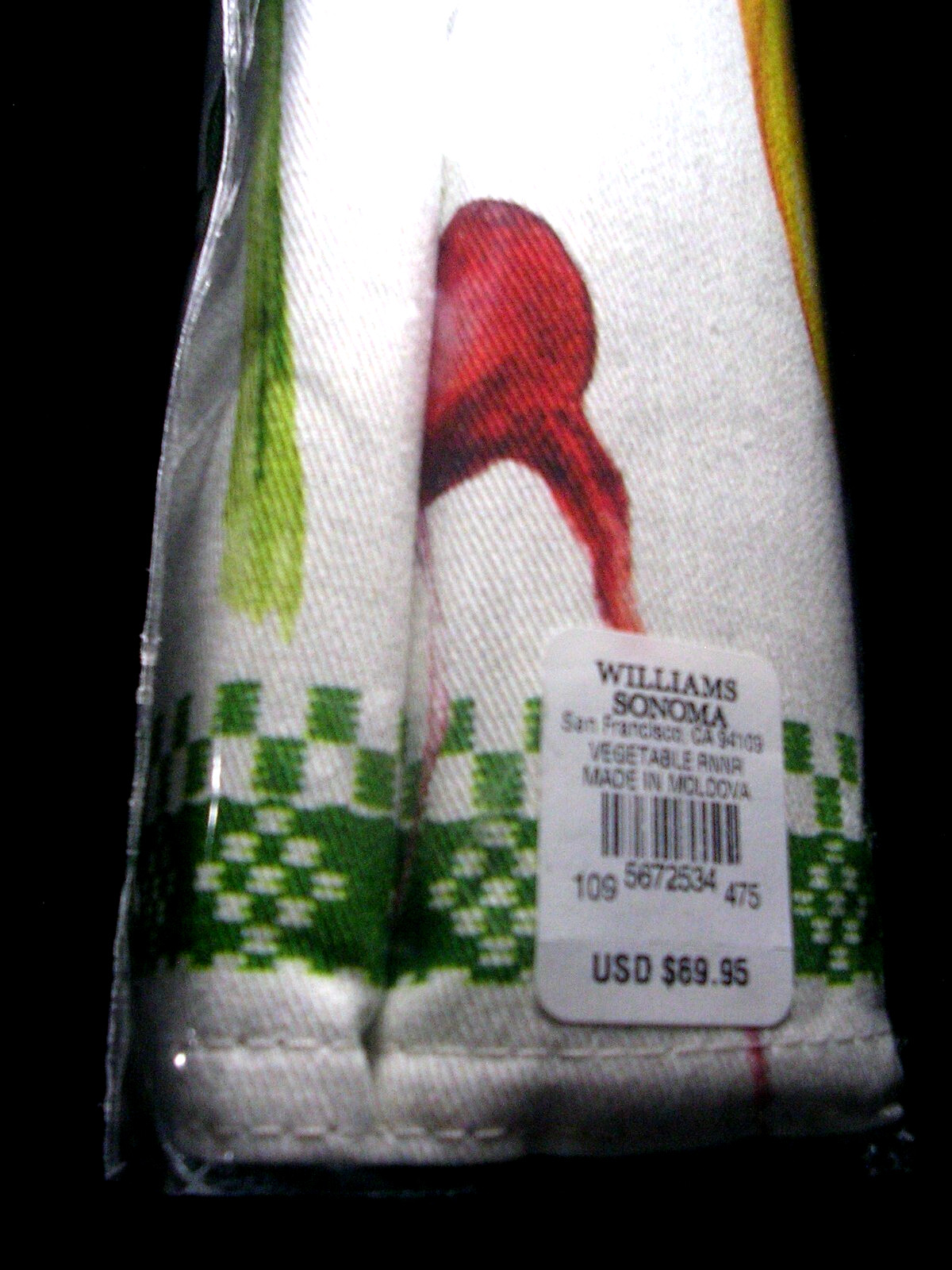 WILLIAMS SONOMA VEGETABLE TABLE RUNNER TWILL WEAVE COTTON 16X108 REVERSIBLE NWTG