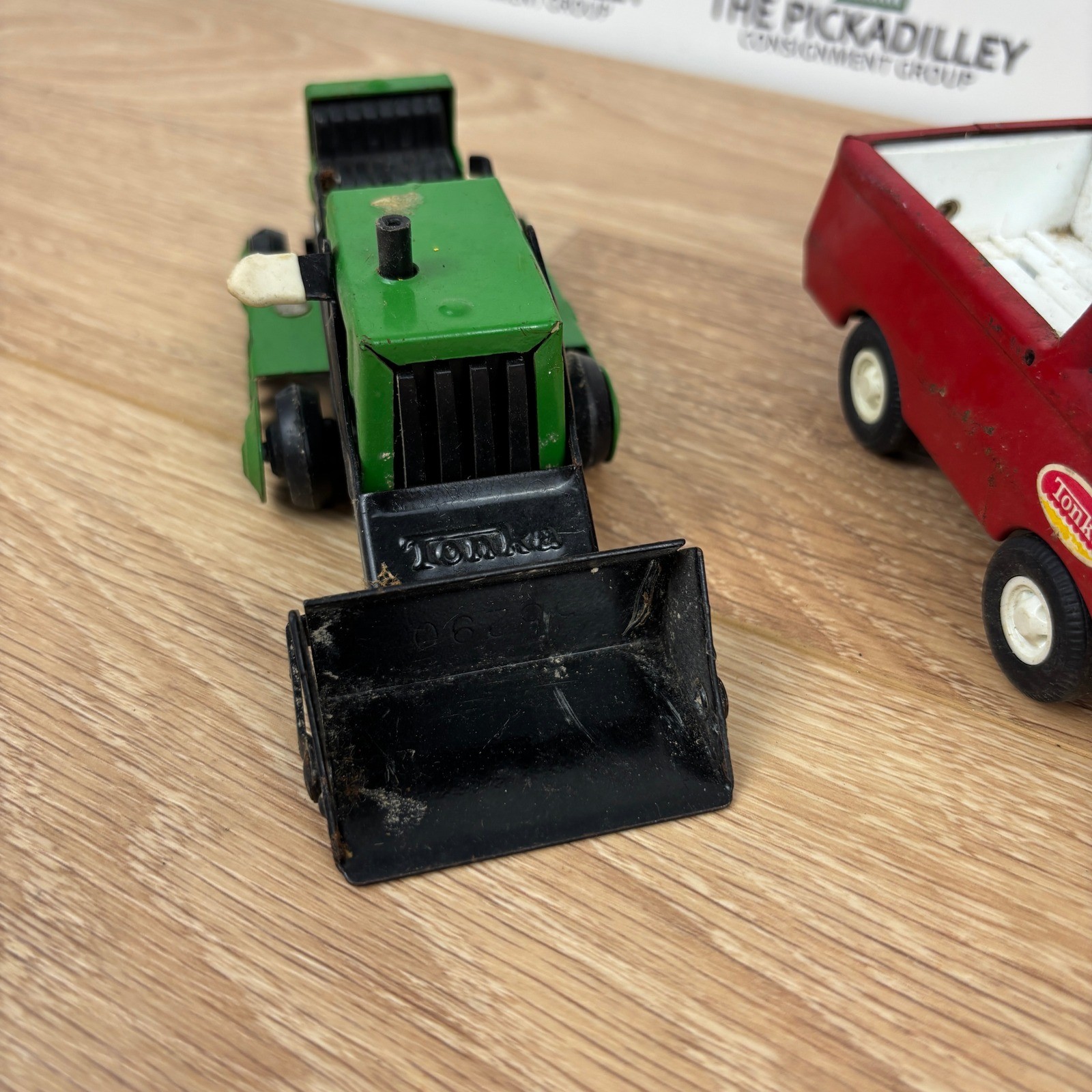 Vintage Tonka Steel Dump Truck and Pickup Truck Lot Red Yellow Green
