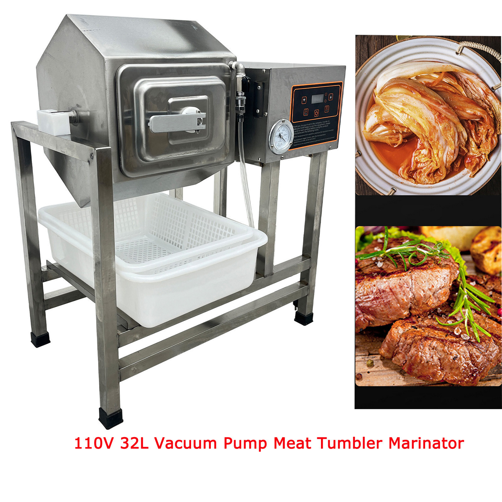110V Vacuum Tumbler Marinator 38L Meat Processing Chicken Marinated Machine