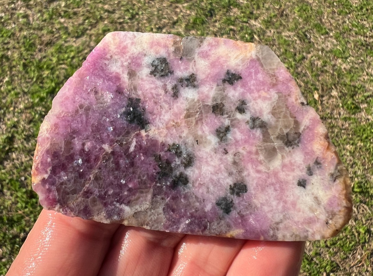 Lepodolite And Quartz Slab - Ready for cabbing, or collecting - 60g