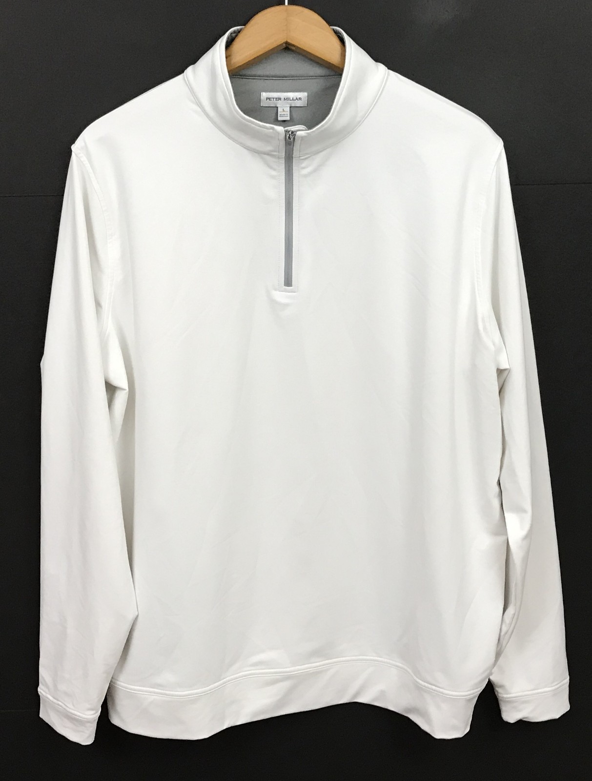 Peter Millar Men's White Perth Performance Golf Quarter-Zip Pullover Size L