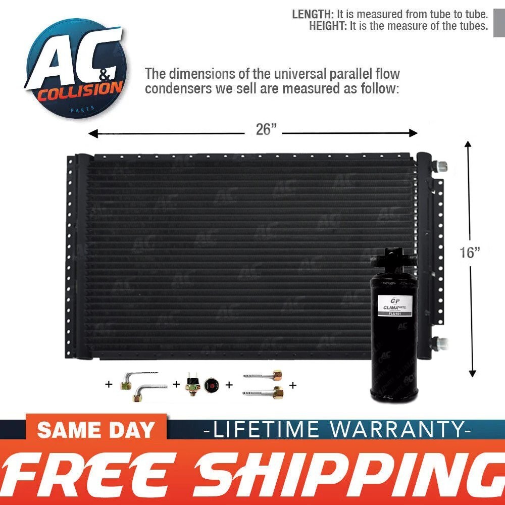 Universal Condenser Parallel Flow Kit 16 x 26 with Receiver Drier A/C AC